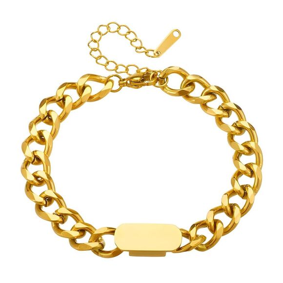 18K Gold Plated Women's Chunky Chain Bracelet Bold Fashion Statement Jewelry - Picture 1 of 10